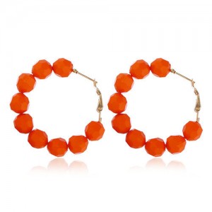 New Arrival!! Acrylic Balls Bold Hoop Earrings - Orange